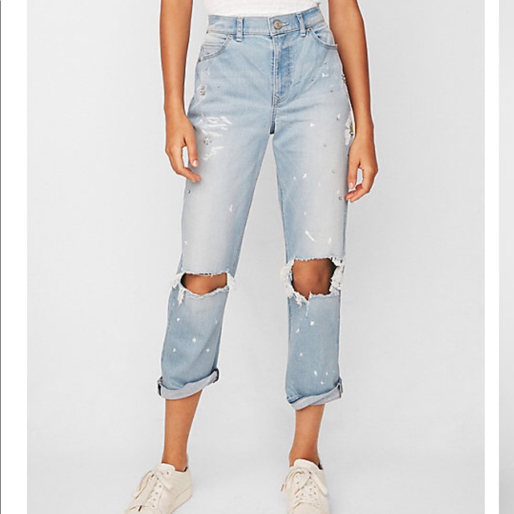Express high waisted flower mom jeans 🌼🌻